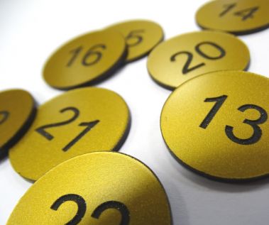 Matte Brass Effect Table Numbers - 30mm