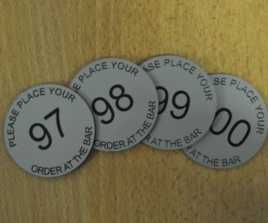 Aluminium Effect Table Numbers - 70mm - Order at the bar