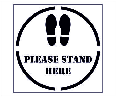 Social Distancing Floor Stencil -  Please Stand Here
