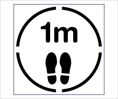 Social Distancing Floor Stencil -  Keep 1m apart & Footprint