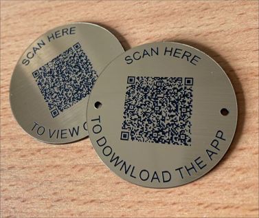 Brushed Brass Effect QR Code Table Discs - 50mm
