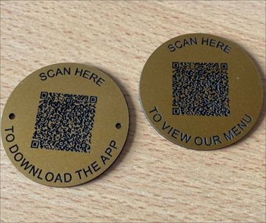 Matte Brass Effect QR Code Table Discs - 50mm