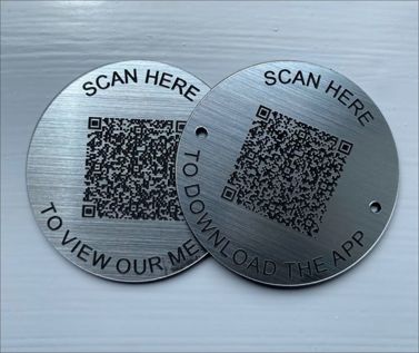 Steel Effect QR Code Table Discs - 70mm