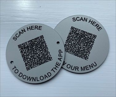 Aluminium Effect QR Code Table Discs - 70mm