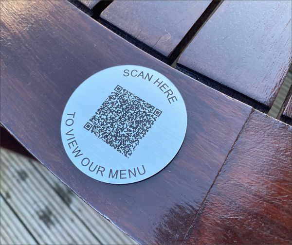 Steel Effect QR Code Table Discs - 50mm - Brunel Engraving