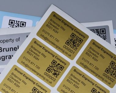 Etched St/Steel QR Code Labels 50mm x 25mm - Brunel Engraving