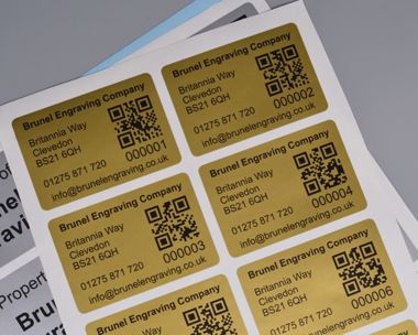 Etched St/Steel QR Code Labels 100mm x 50mm - Brunel Engraving