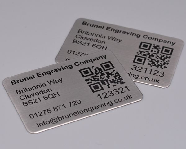 Etched St/Steel QR Code Labels 100mm x 50mm - Brunel Engraving
