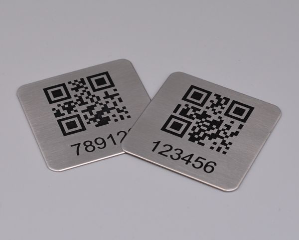 Etched St/Steel QR Code Labels 50mm x 50mm - Brunel Engraving