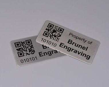 Etched St/Steel QR Code Labels 75mm x 50mm