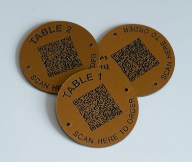 Matte Brass Effect QR Code Table Numbers - 70mm