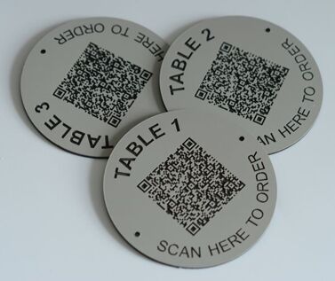 Aluminium Effect QR Code Table Numbers - 70mm