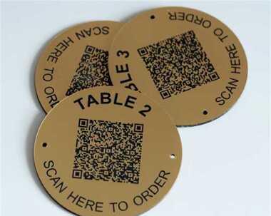 Brushed Brass Effect QR Code Table Numbers - 50mm