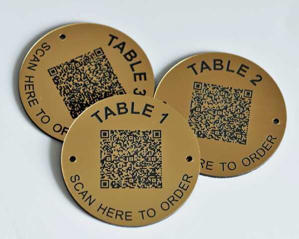 QR Code Brass Effect Table Number   70mm