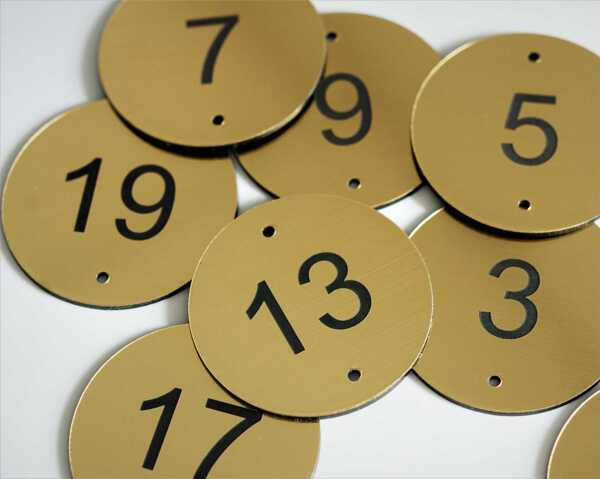 Brushed Table Numbers Brushed Brass Effect Table Numbers - 30mm - Brunel Engraving