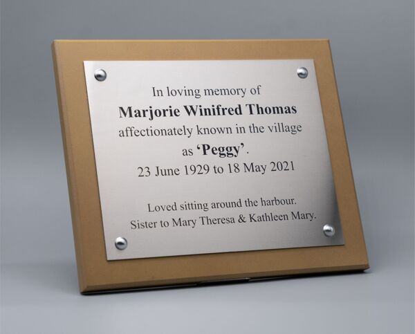 Lasered Stainless Steel Memorial Wall Plaque - Brunel Engraving