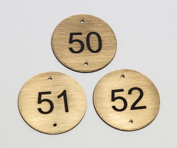 Brushed Table Numbers Brushed Brass Effect Table Numbers - 50mm - Brunel Engraving
