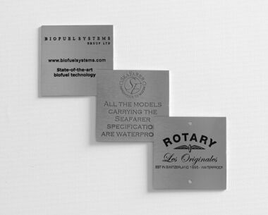 Etched Stainless Steel Labels 50mm x 50mm