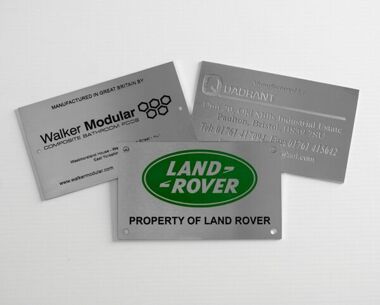 Etched Stainless Steel Labels 125mm x 75mm
