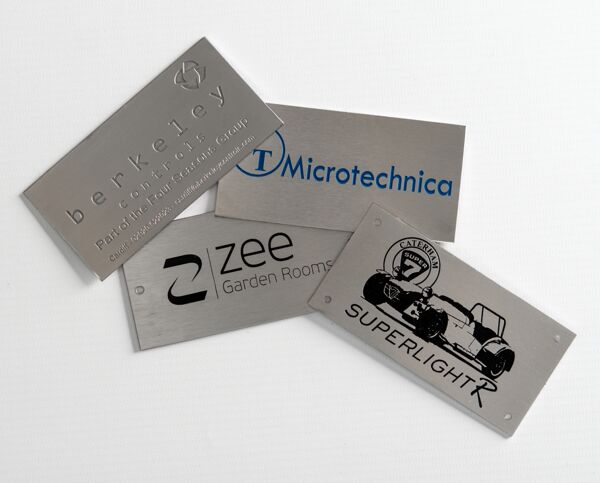 Steel Label Sample Etched Stainless Steel ID Labels 100 x 50mm - Brunel Engraving