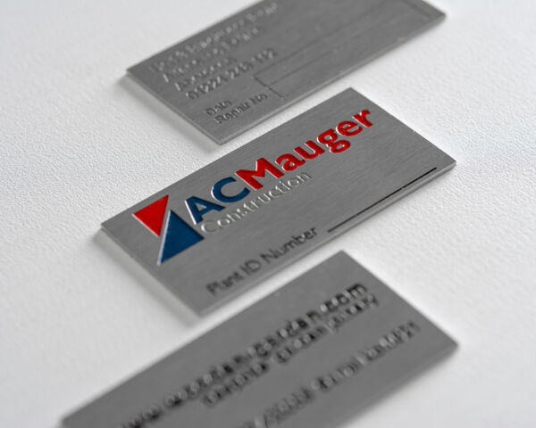 Etched Stainless Steel Labels 50mm x 25mm - Brunel Engraving