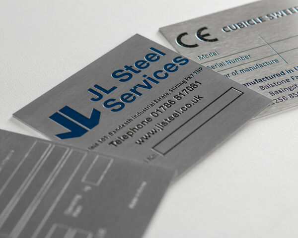 Etched Stainless Steel Labels 85mm x 85mm - Brunel Engraving