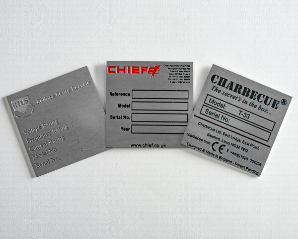Etched Stainless Steel Labels 50mm x 50mm - Brunel Engraving