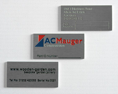 Etched Stainless Steel Labels 50mm x 25mm