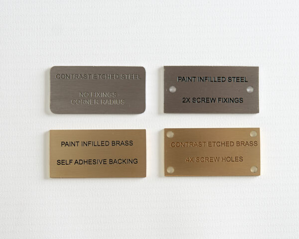 Sample Side Label Brass and Steel Sample Label Pack - Brunel Engraving