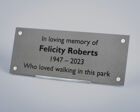 Lasered Stainless Steel Memorial Bench Plaque