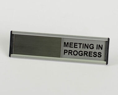 Meeting In Progress Sign - Metal Holder with Slider